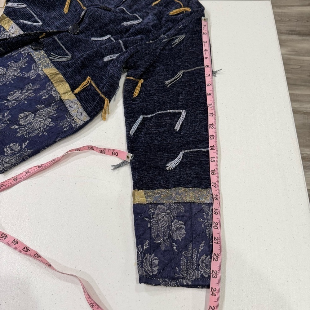 Flashback Jacket Blue/Gold Blazer Velvet Satin Patchwork Boho Women’s Size Small - Picture 12 of 16